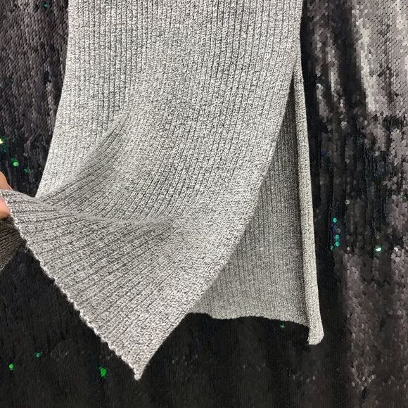 J.O.A  Grey Midi Bodycon Ribbed Dress with Slits - Picture 4 of 5